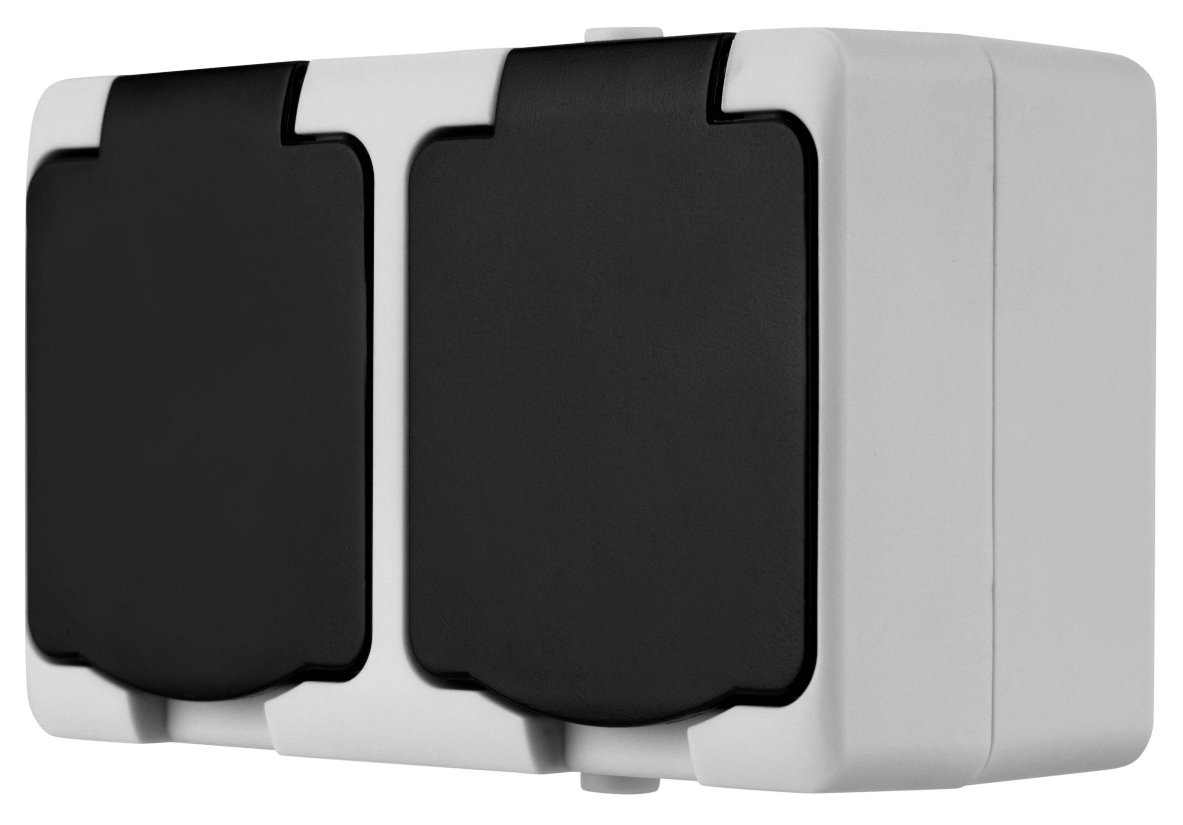 REV Feuchtraum-Steckdose AquaMini, 2-fach, Aufputz, weiß/schwarz