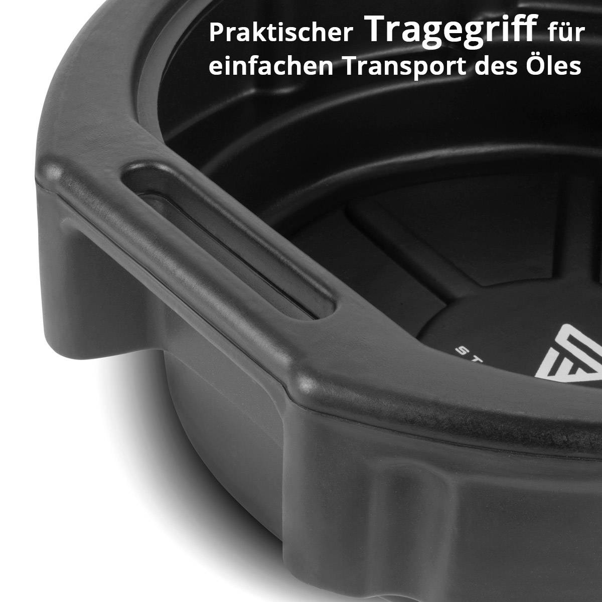 STAHLWERK Ölauffangwanne mit Abfüllstutzen 10 l flache, runde Auffangwanne