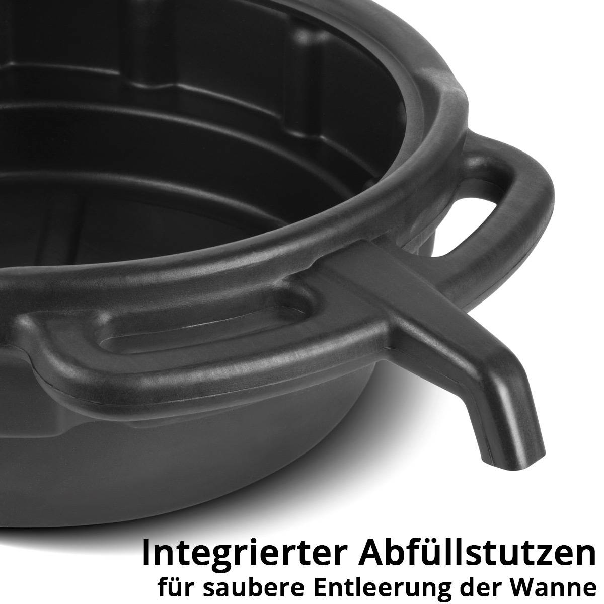 STAHLWERK Ölauffangwanne mit Abfüllstutzen 10 l flache, runde Auffangwanne