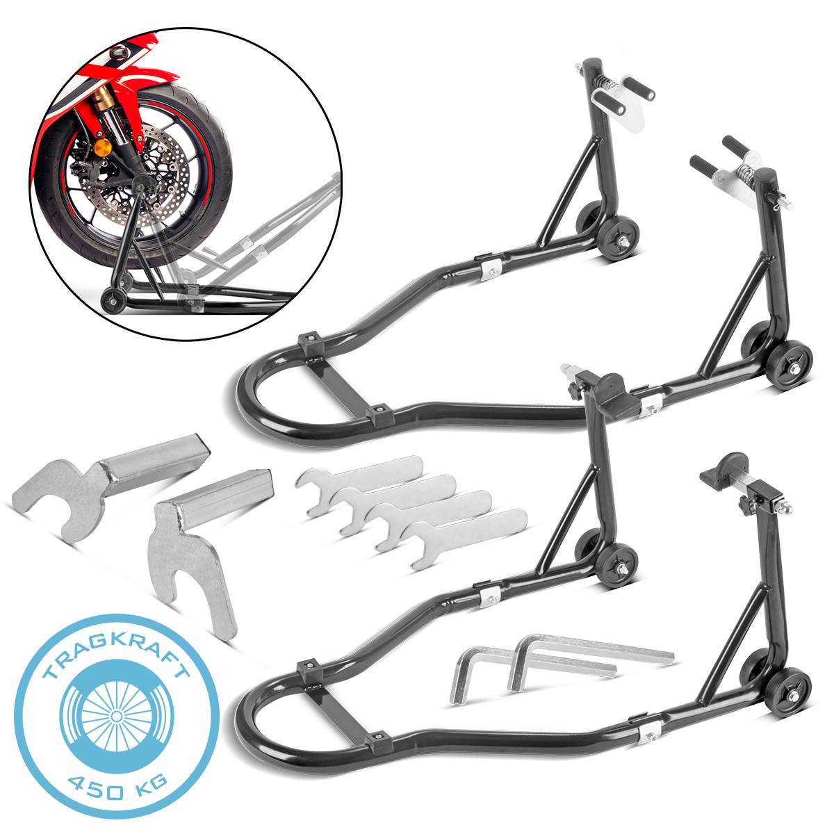 STAHLWERK Motorrad-Montageständer mit 450 kg Tragkraft Universal-Motorradständer