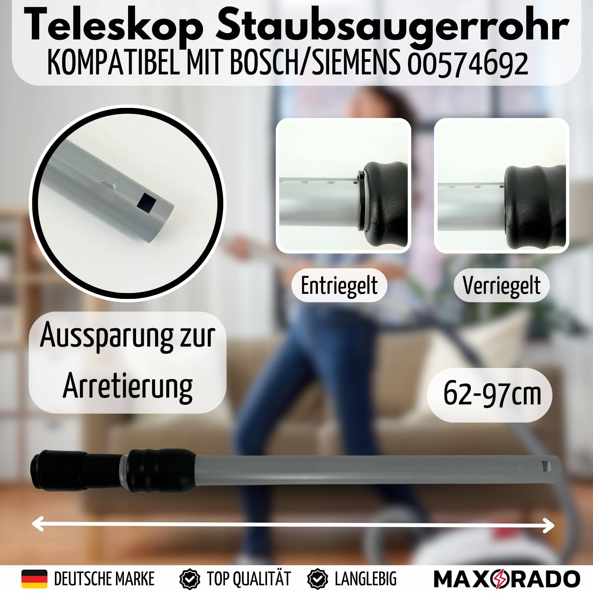 Bodendüse Möbelpinsel Staubsaugerrohr Verlängerungsrohr für Bosch Siemens 00574692 574692 Rohr Staubsaugerrohr für COMPACTA PHANTOM OLYMPIC Staub