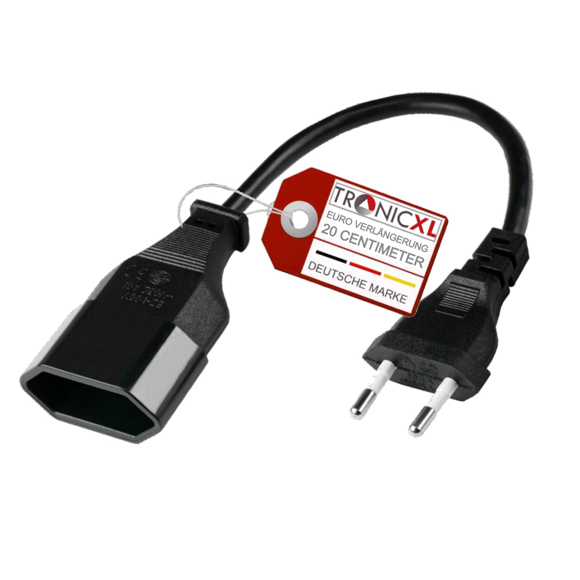 2 Stück Kurzes 20cm Stromkabel Verlängerung Netzkabel kurz Verlängerungskabel Typ-C-Stecker Eurostecker auf Typ-C Euro Buchse Kabel TV Beamer Lampe