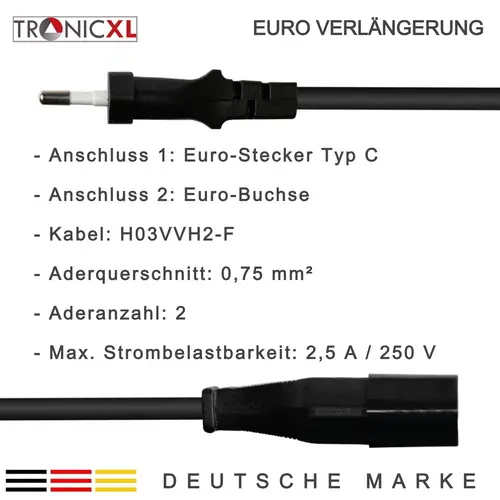 2 Stück Kurzes 20cm Stromkabel Verlängerung Netzkabel kurz Verlängerungskabel Typ-C-Stecker Eurostecker auf Typ-C Euro Buchse Kabel TV Beamer Lampe 2 Stück Kurzes 20cm Stromkabel Verlängerung Netzkabel kurz Verlängerungskabel Typ-C-Stecker Eurostecker auf Typ-C Euro Buchse Kabel TV Beamer Lampe