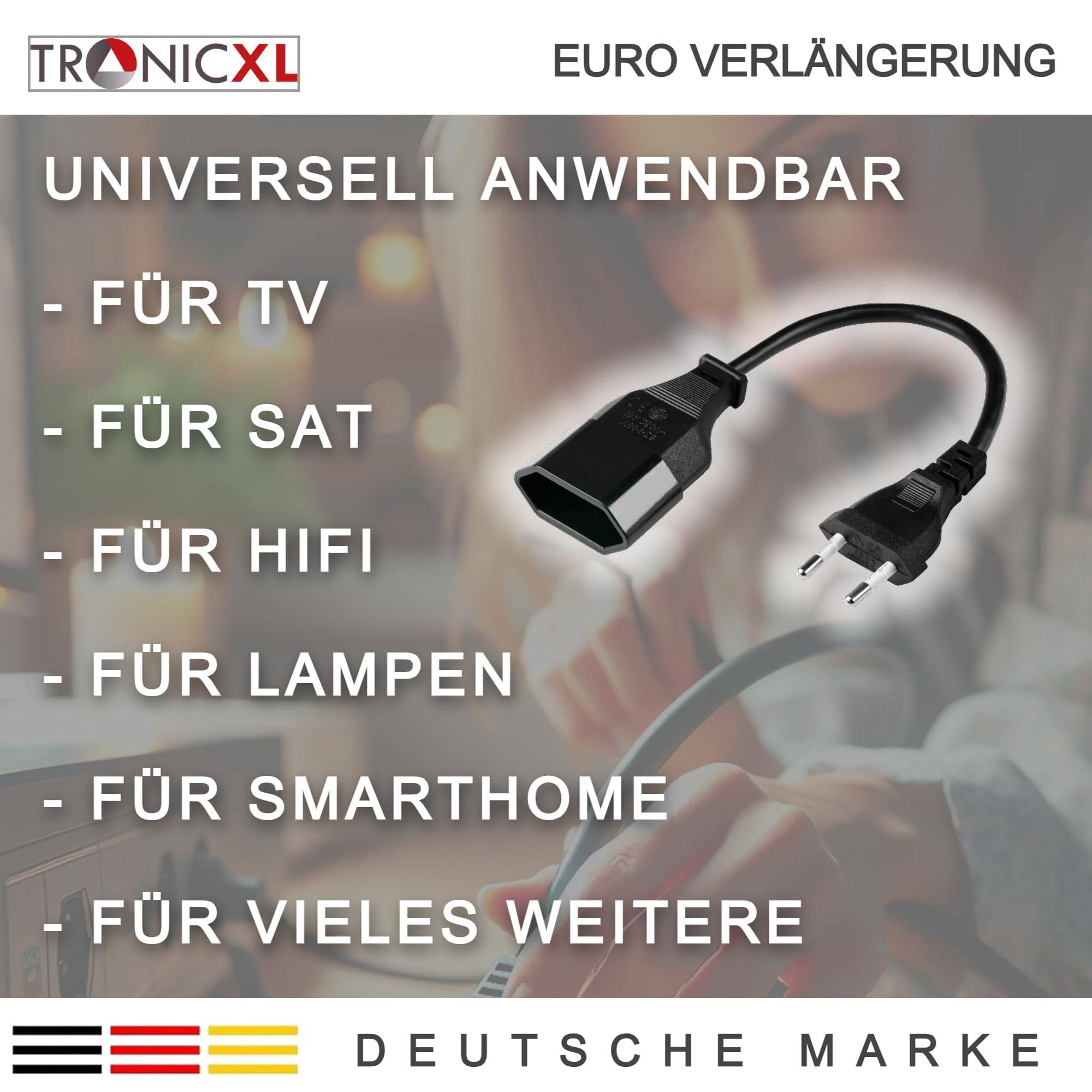 2 Stück Kurzes 20cm Stromkabel Verlängerung Netzkabel kurz Verlängerungskabel Typ-C-Stecker Eurostecker auf Typ-C Euro Buchse Kabel TV Beamer Lampe