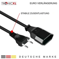 2m Euro Verlängerungskabel Verlängerung Stromkabel schwarz Kabel Power 2m Euro Verlängerungskabel Verlängerung Stromkabel schwarz Kabel Power