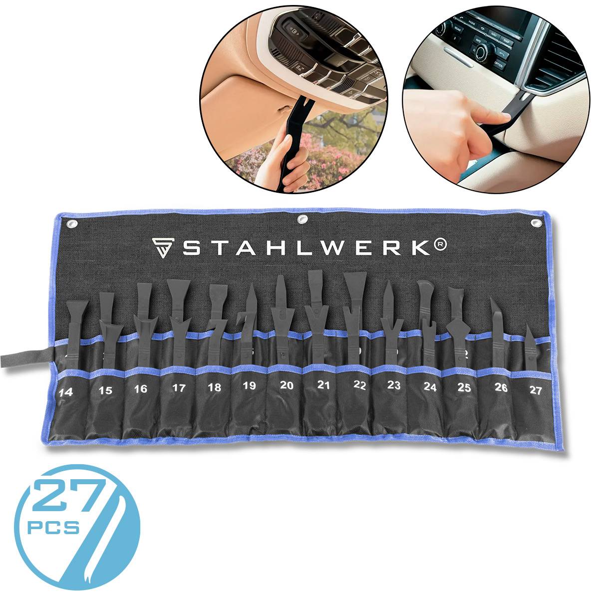 STAHLWERK Demontage-Werkzeug-Set 27-teilig Ausbauwerkzeug Cliplöser Clipheber