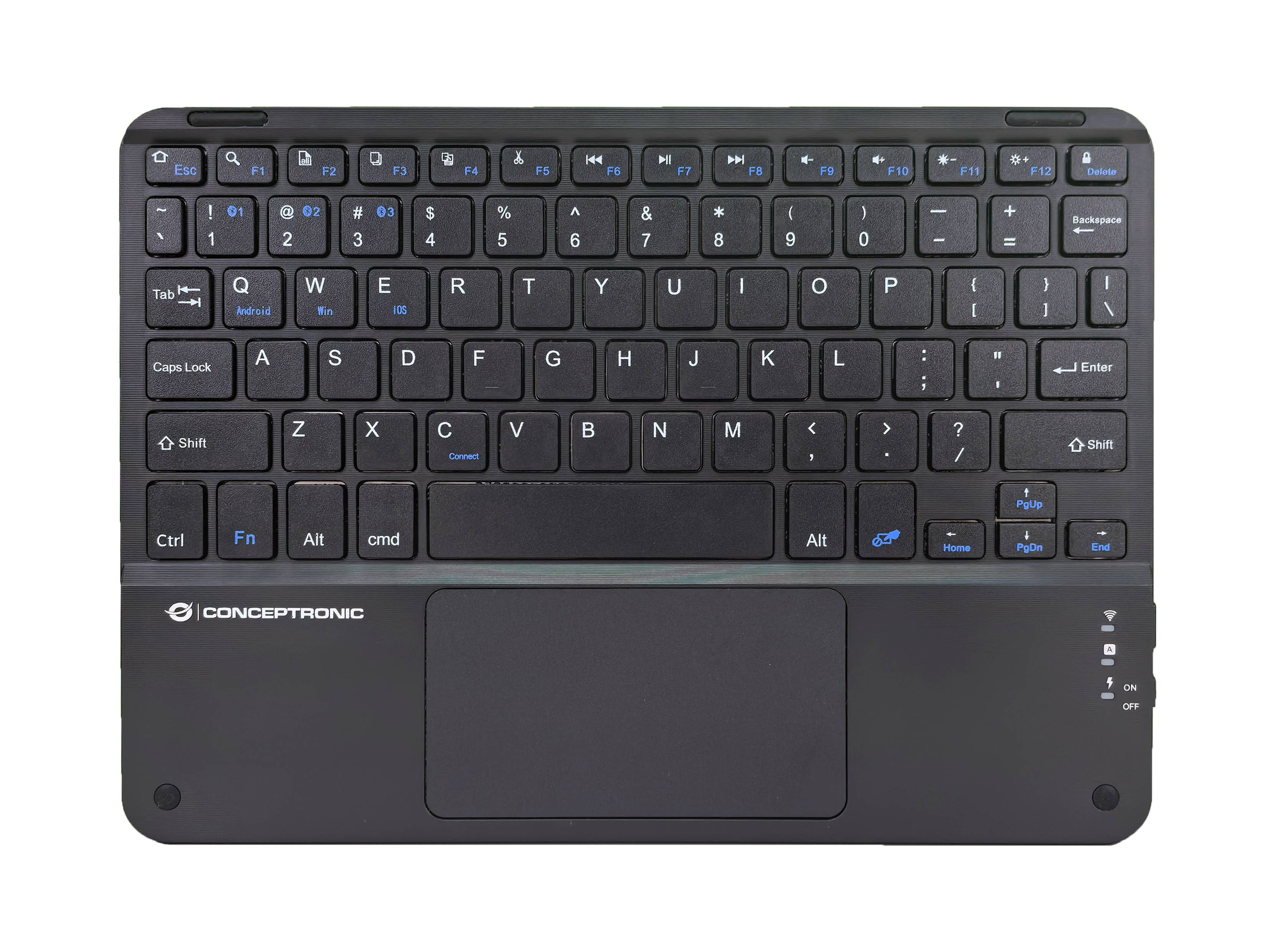 CONCEPTRONIC Wireless Tastatur, QWERTY-Layout US/EN 10" sw