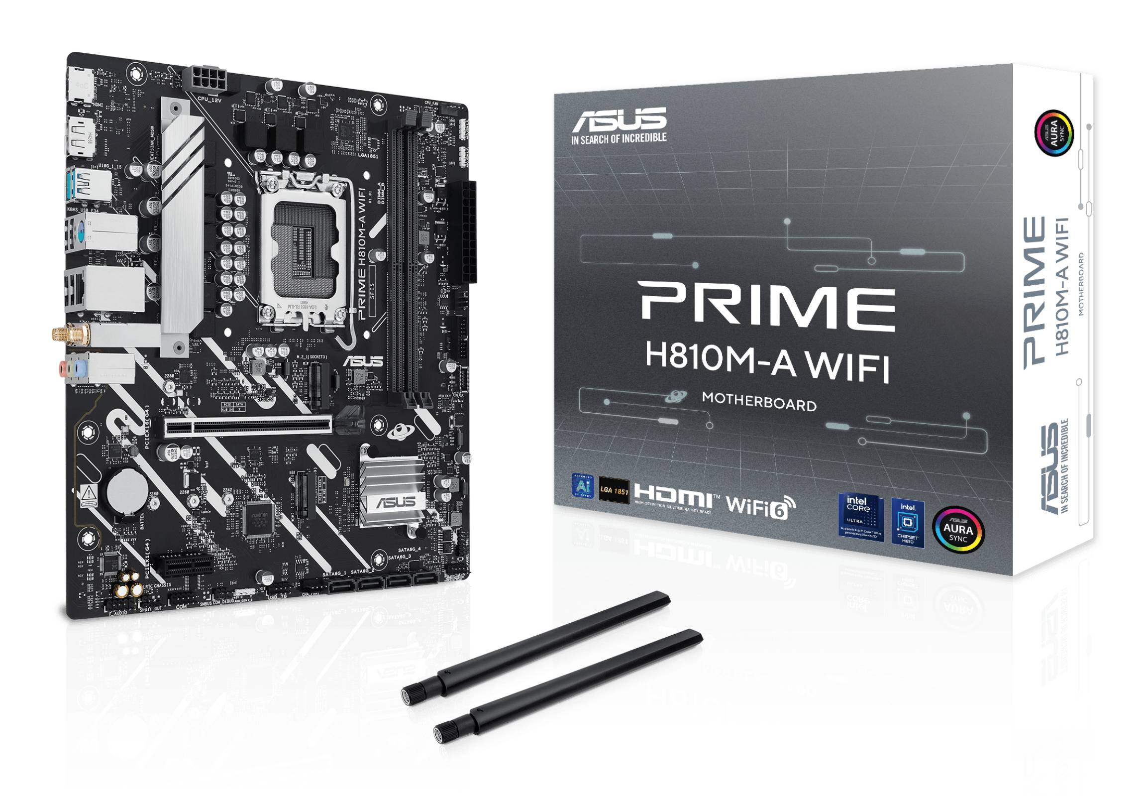 ASUS PRIME H810M-A WIFI - Motherboard - micro ATX - LGA1851-Sockel - H810 Chipsatz - USB-C 3.2 Gen 1, USB 3.2 Gen 2, USB 3.2 Gen 1 - Gigabit LAN