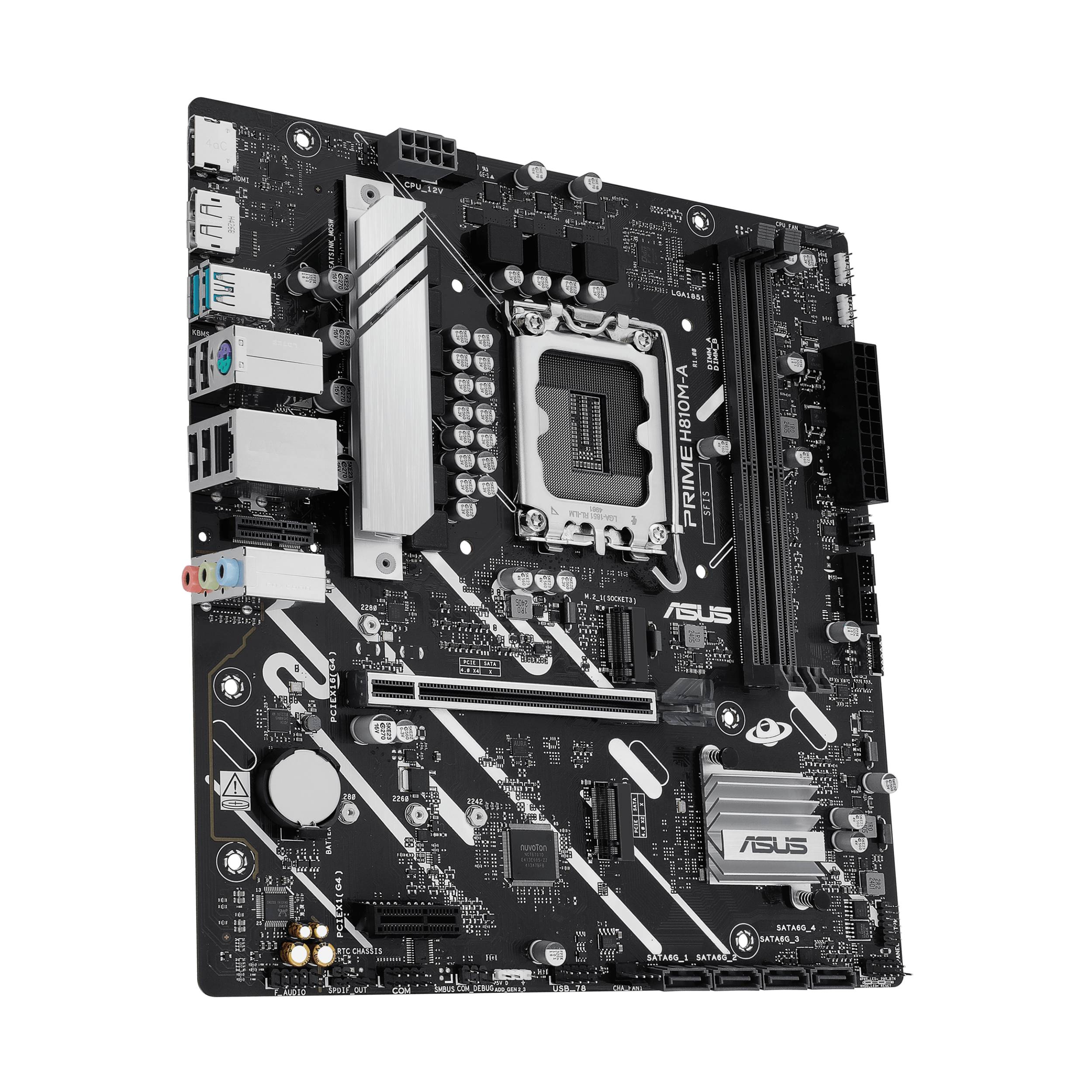 ASUS PRIME H810M-A-CSM - Motherboard - micro ATX - LGA1851-Sockel - H810 Chipsatz - USB-C 3.2 Gen 1, USB 3.2 Gen 2, USB 3.2 Gen 1 - Gigabit LAN