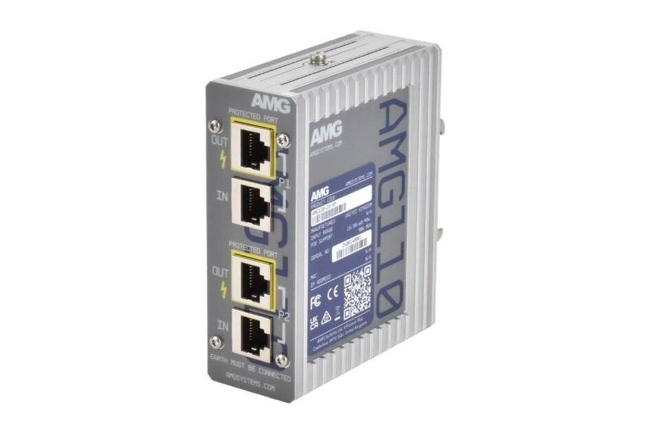 AMG Systems AMG110-2X-SP, Ethernet Überspannungsschutz, 2 x 10/100/1000/2.5G/5G/10GBase-T(x) RJ45 Ports Input & Output,