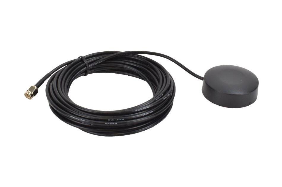 AMGANT-G1-ODA2.5-5B, 360° Omni-Antenne, 1x GNSS 2.5dBi Gain SMA-Typ Stecker, 5m RG174 Kabel, IP65, Oberflächenmontage m