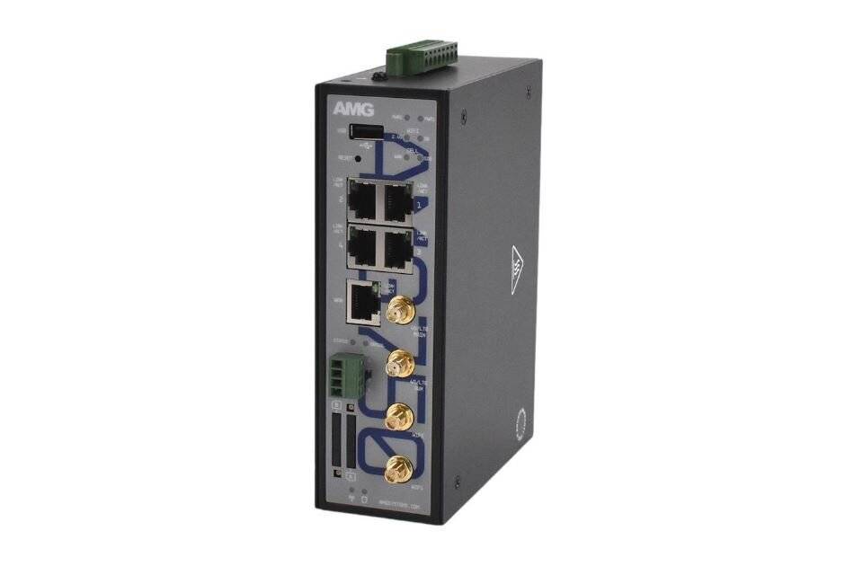 AMG Systems AMG750-1G-4G-1E4, Industrieller Managed 4G EU Router 4 x 10/100/1000BT RJ45 Ports, 1x WAN Port, WLAN, RS232