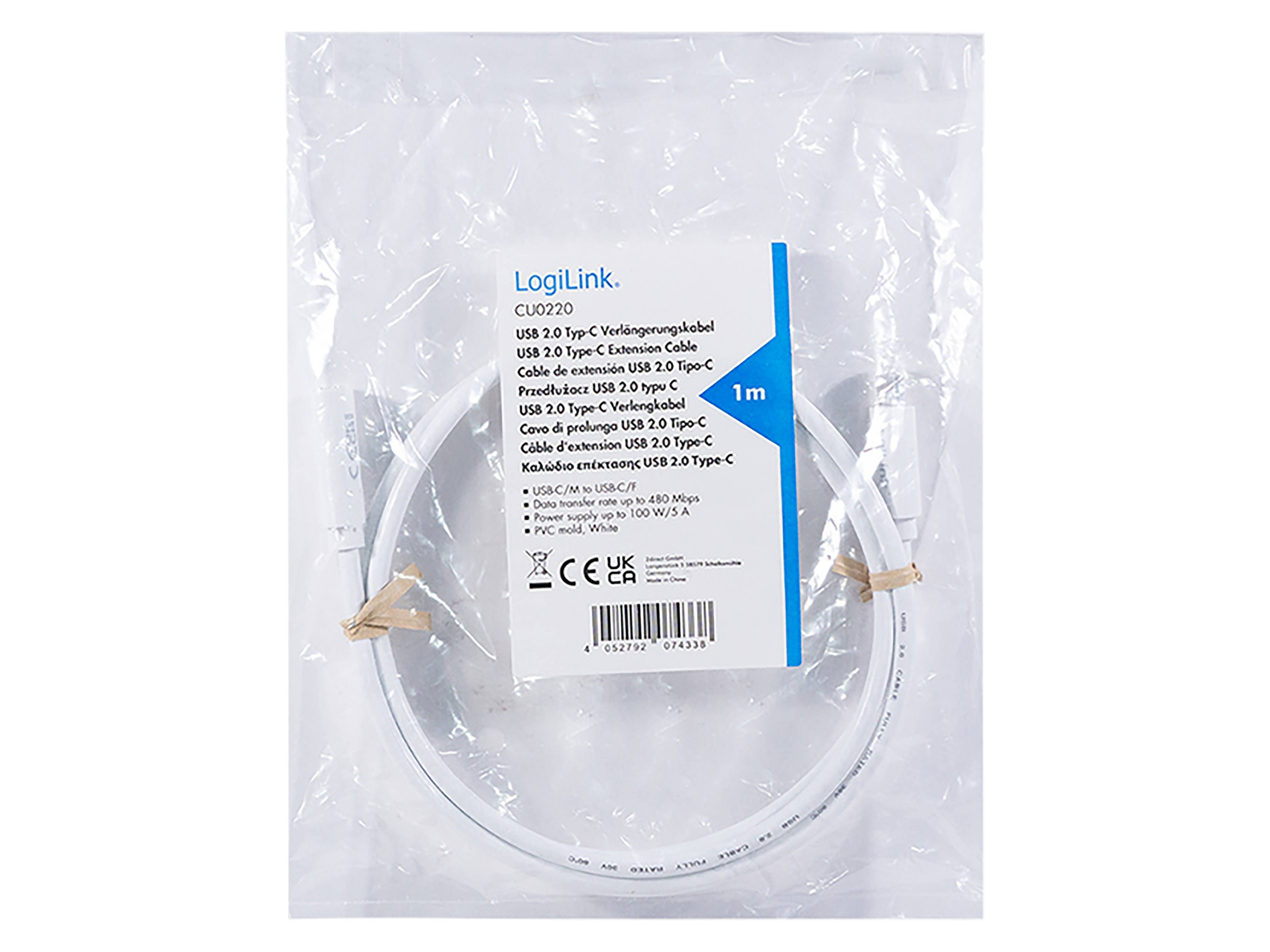 LogiLink USB 2.0 Verlängerungskabel, weiß, 3,0 m