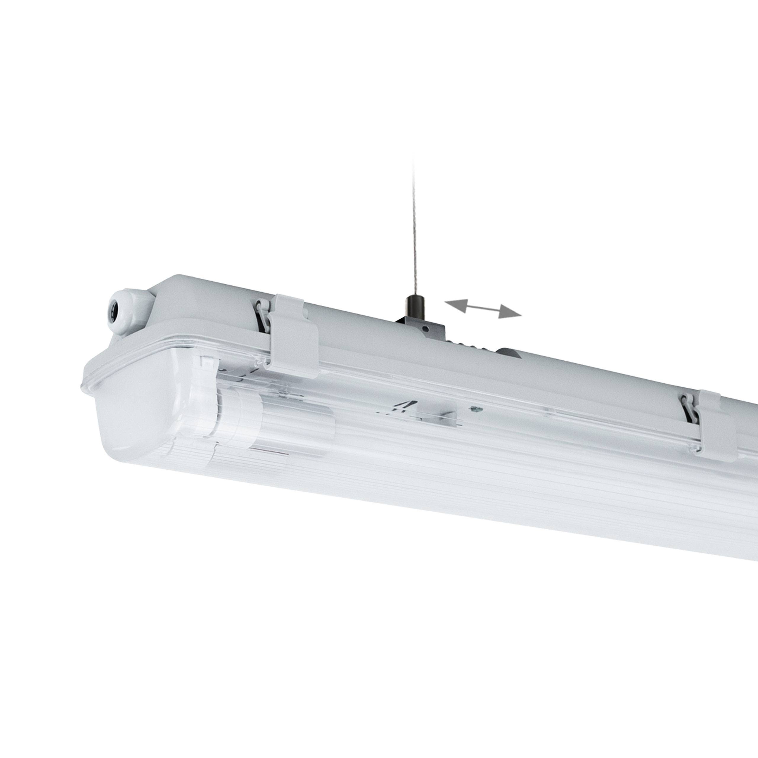 Spectrum LED LIMEA Feuchtraumleuchte Wannenleuchte 71cm IP65 grau für 2 x T8 LED Röhre G13 60cm