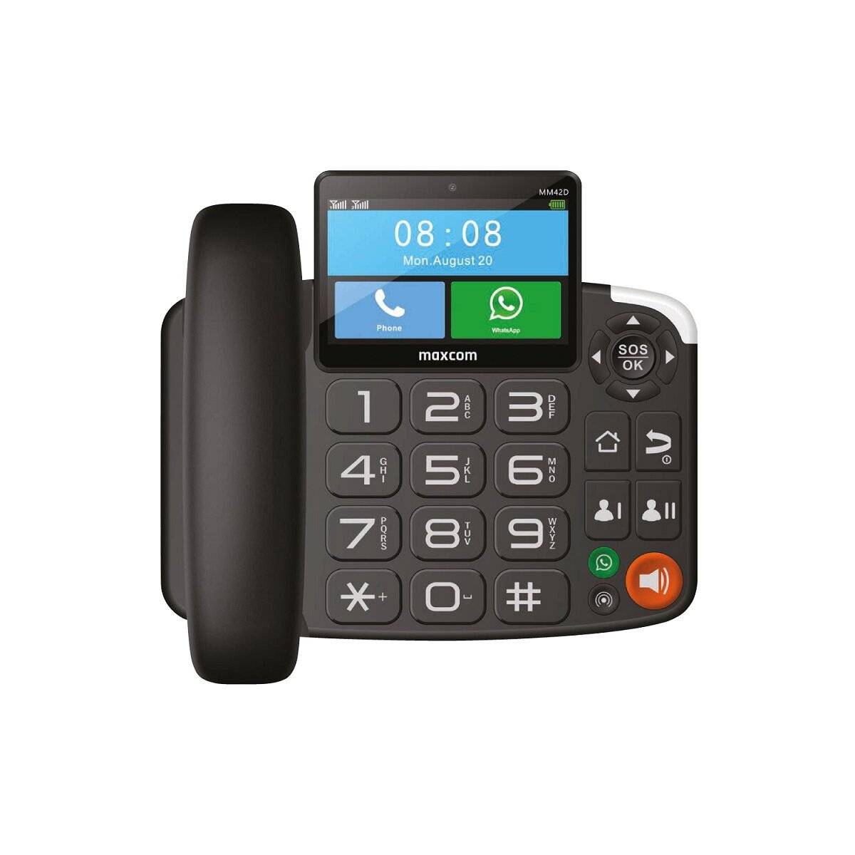 Maxcom Comfort MM42D SE 4G-fähiges Tischtelefon mit großem Touchscreen und WhatsApp-Unterstützung