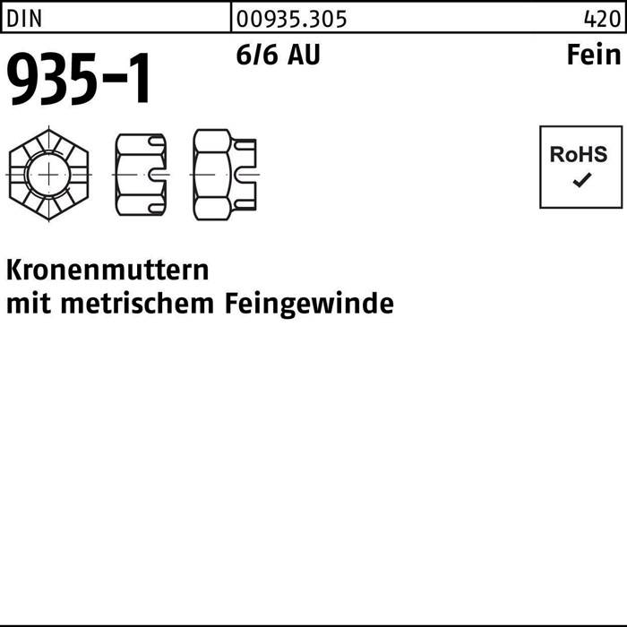 Kronenmutter DIN 935-1 M72x 6 6 1 Stück