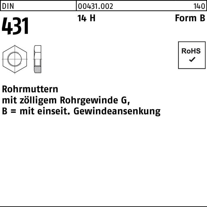 Rohrmutter DIN 431 BG 1 14 H 10 Stück