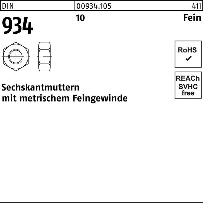 Sechskantmutter DIN 934 M18x 1,5 10 100 Stück