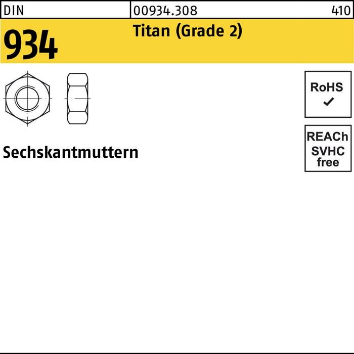 Sechskantmutter DIN 934 M16 Titan (Grade 2) 25 Stück