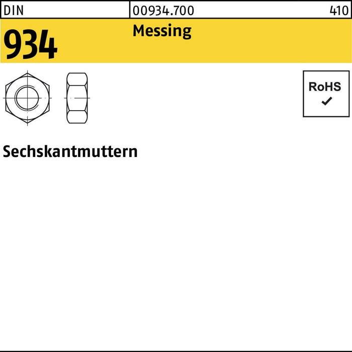 Sechskantmutter DIN 934 M1,2 Messing 100 Stück