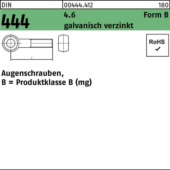 Augenschraube DIN 444 FormB BM 10x 45 4.6 galv.verz. 25 Stück