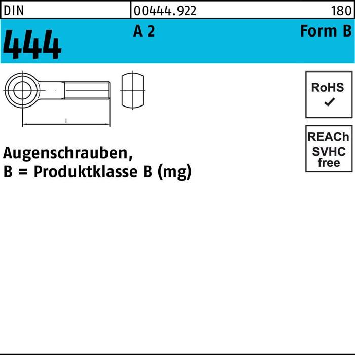Augenschraube DIN 444 FormB BM 10x 50 A 2 10 Stück