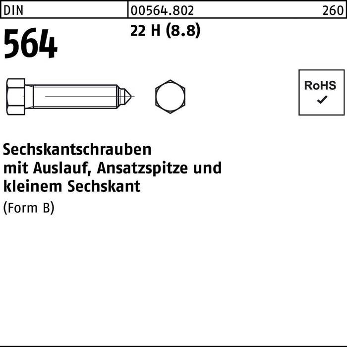 Sechskantschraube DIN 564 Ansatzspitze/Auslauf BM 6x 30 22 H (8.8) 100 Stück