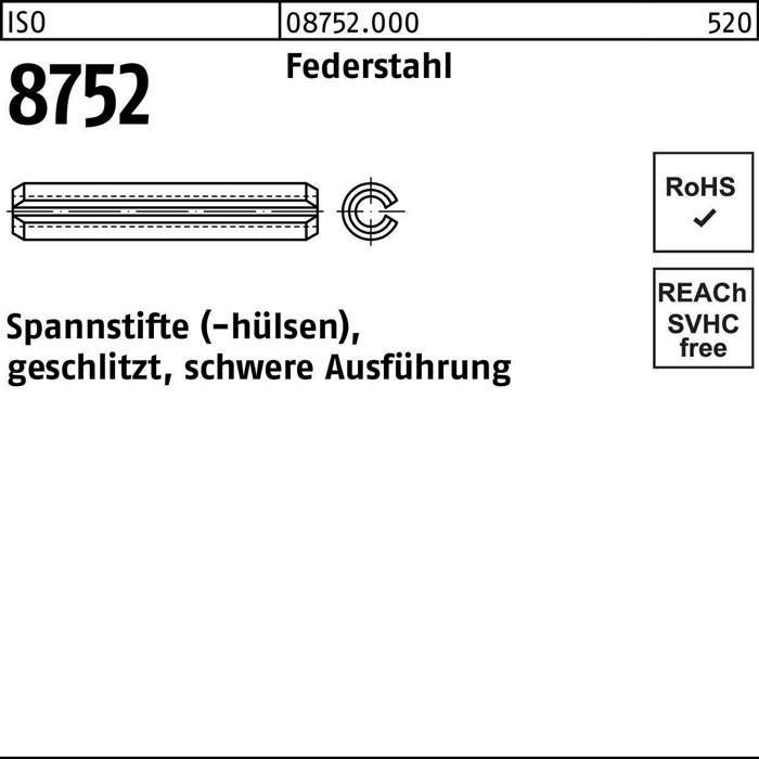 Spannstift ISO 8752 geschlitzt 5x 20 Federstahl schwere Ausf. 100 Stück