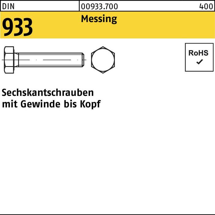 Sechskantschraube DIN 933 VG M8x 10 Messing 100 Stück