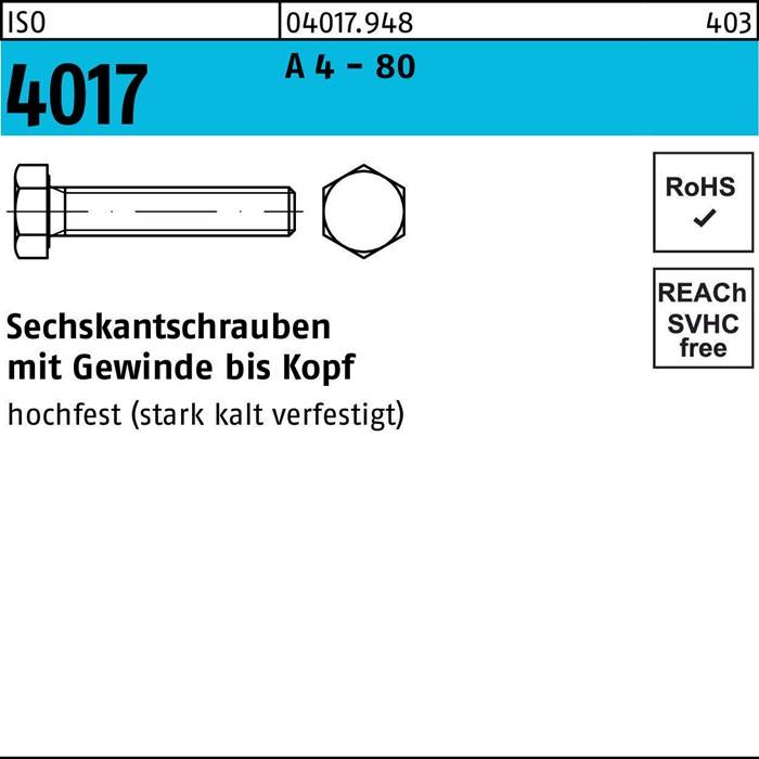 Sechskantschraube ISO 4017 VG M14x 35 A 4 - 80 50 Stück