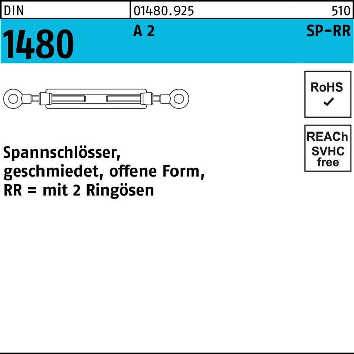 Spannschlossmutter DIN 1480 offen m.2Ringösen SP-RR M 10 A 2 10 Stück
