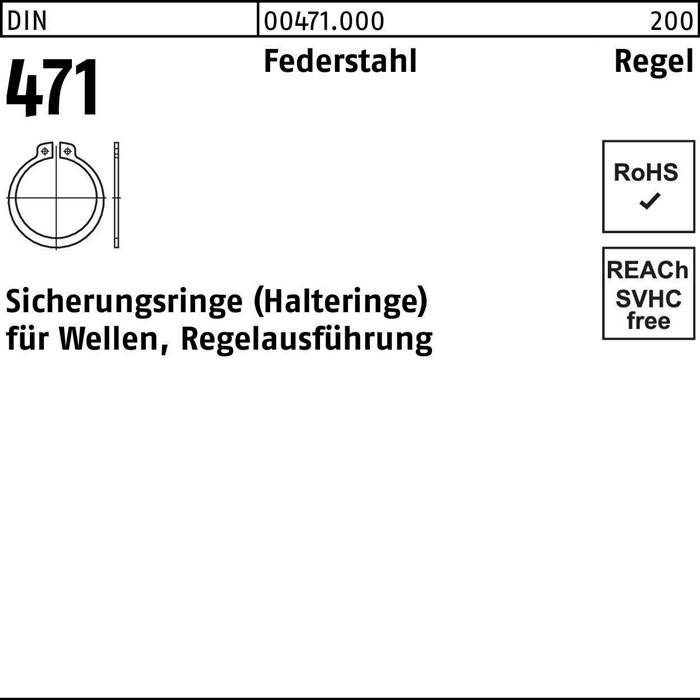 Sicherungsring DIN 471 37x 1,75 Federstahl Regelausf. 1000 Stück