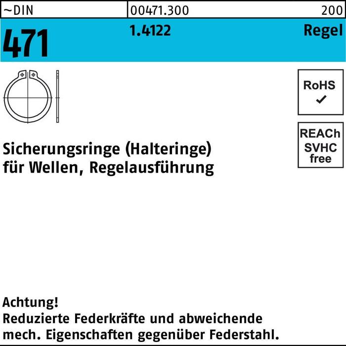 Sicherungsring DIN 471 14x 1 1.4122 Regelausf. 100 Stück
