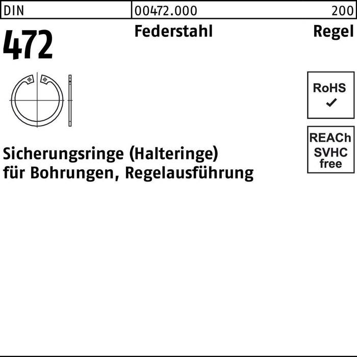 Sicherungsring DIN 472 25x 1,2 Federstahl Regelausf. 2000 Stück