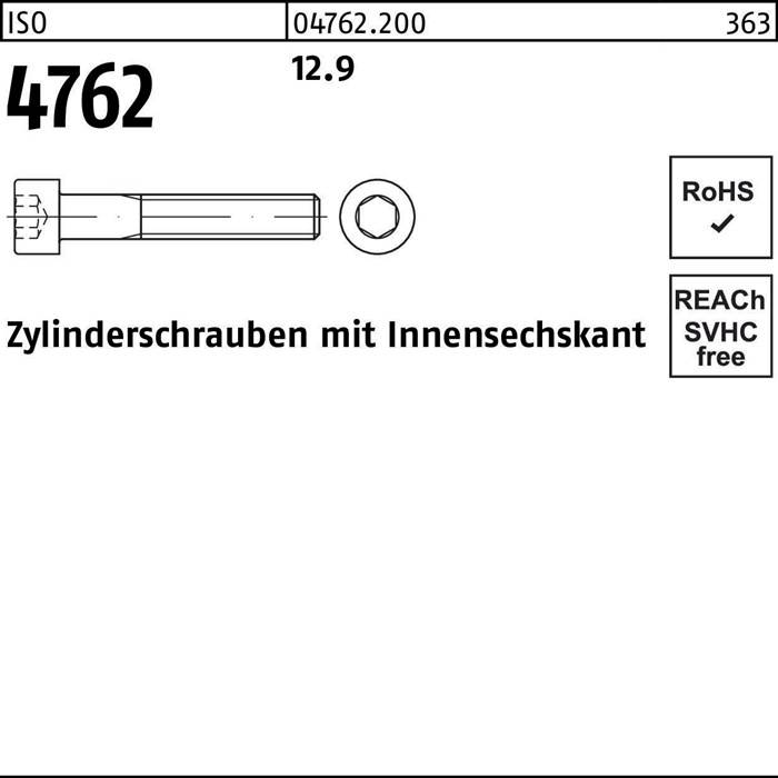 Zylinderschraube ISO 4762 Innen-6kt M2x 12 12.9 100 Stück