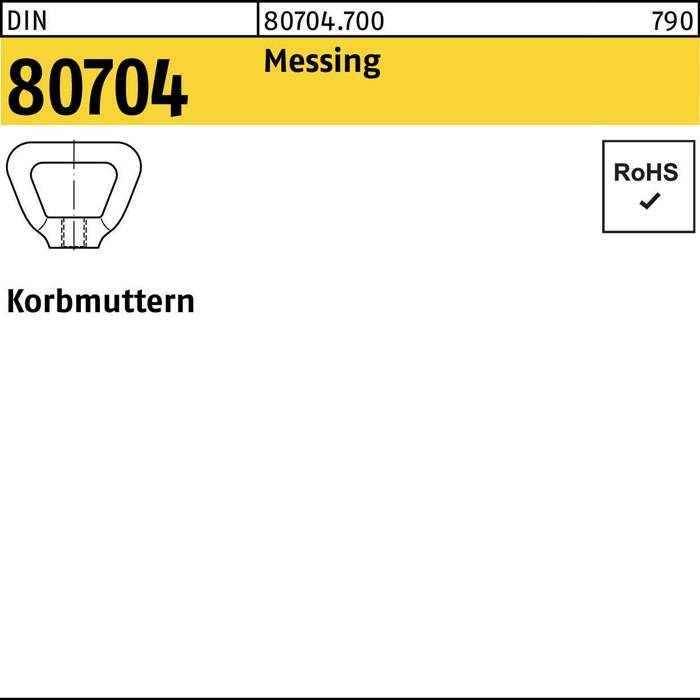 Korbmutter DIN 80704 M12 Messing 10 Stück