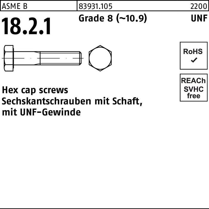 Sechskantschraube R 83931 UNF-Gewinde/Schaft 1/2x 3 Grade 8 (~10.9) 50 Stück