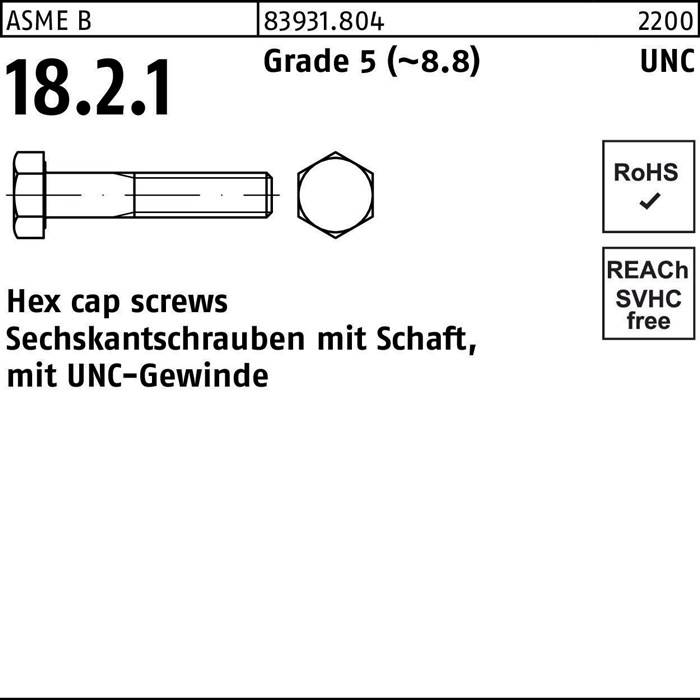 Sechskantschraube R 83931 UNC-Gewinde/Schaft 1/4x 1 1/4 Grade 5 (~8.8) 100St.