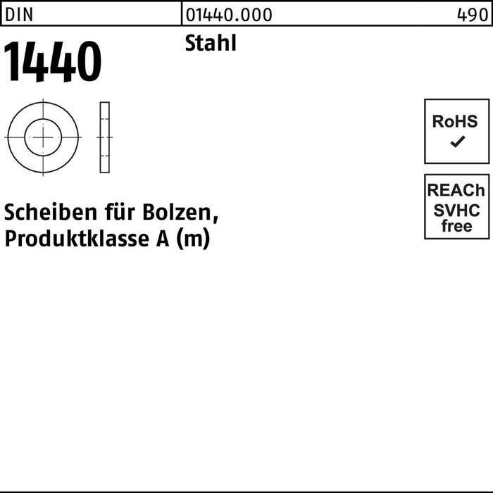 Scheibe DIN 1440 f.Bolzen 16x 28x 3 Stahl 100 Stück