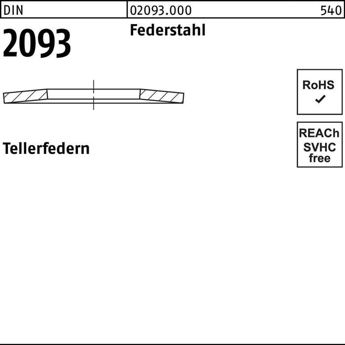 Tellerfeder DIN 2093 12x 4,2x0,6 Federstahl 200 Stück