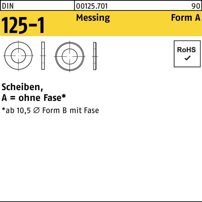 Unterlegscheibe DIN 125-1 A 2,2x 5x0,3 Messing 100 Stück