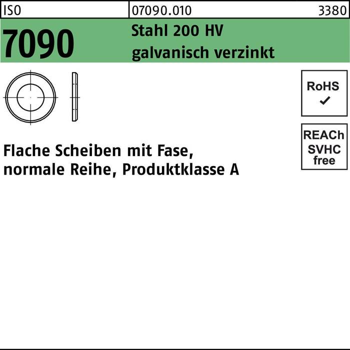 Unterlegscheibe ISO 7090 Fase 16 Stahl 200 HV galv.verz. 100 Stück
