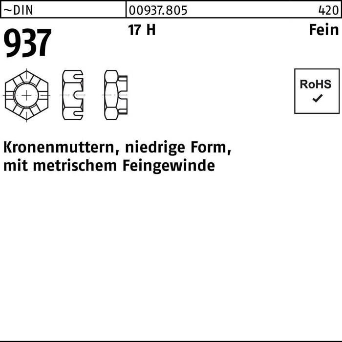 Kronenmutter DIN 937 niedrige FormM26x 1,5 17 H Feingew. 25 Stück