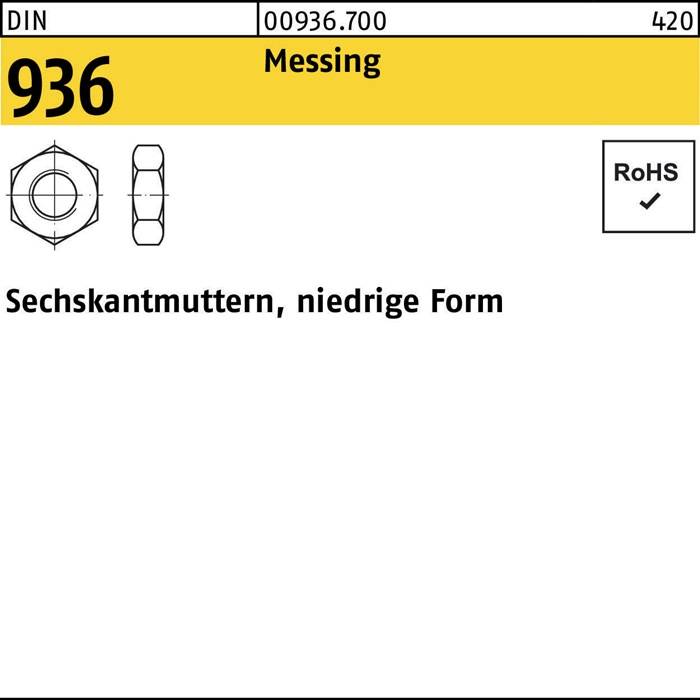 Sechskantmutter DIN 936 M12 Messing 100 Stück