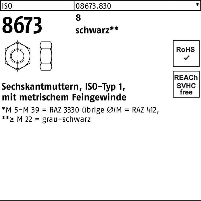 Sechskantmutter ISO 8673 M24x 2 8 sw 50 Stück