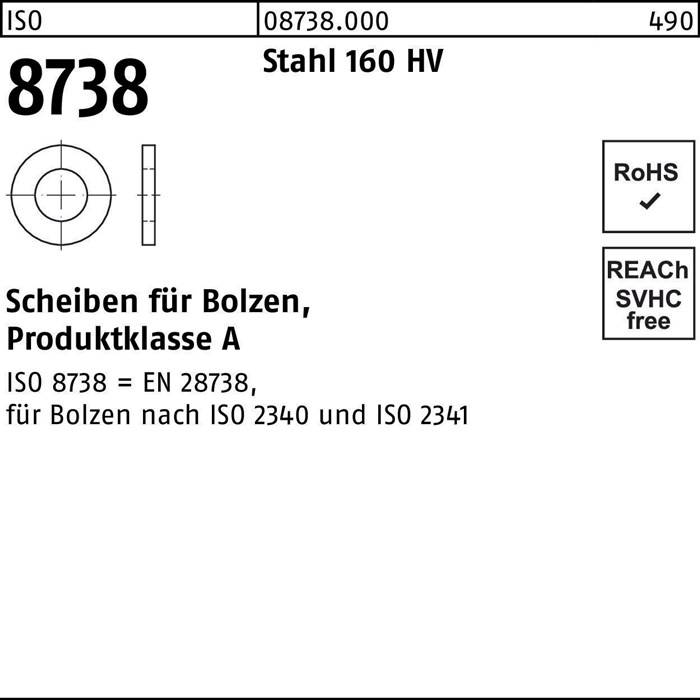 Scheibe ISO 8738 f.Bolzen 45 Stahl 160 HV 50 Stück