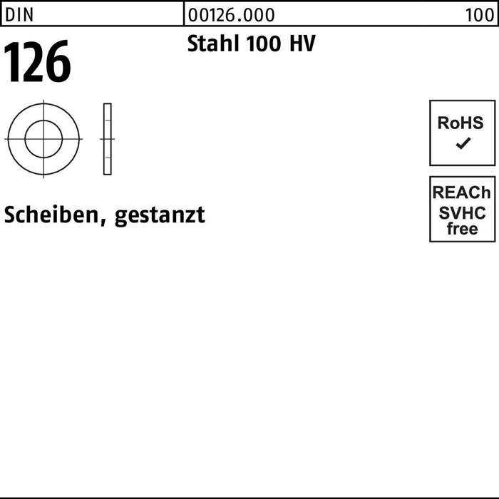 Unterlegscheibe DIN 126 52x 92x8 Stahl 100 HV gestanzt 25 Stück