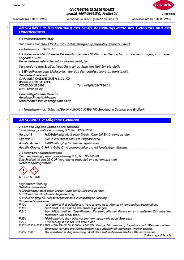 Hochleistungskupferpaste 200 ml Pinseldose CARAMBA