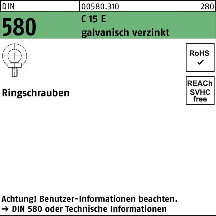Ringschraube DIN 580 M22 C 15 E galv.verz. 1 Stück