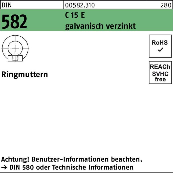 Ringmutter DIN 582 M16 C 15 E galv.verz. 10 Stück